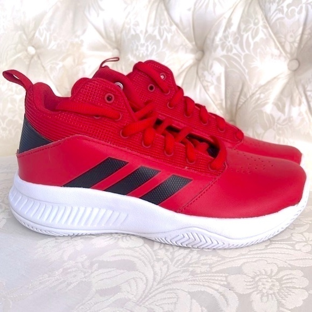 Brand New Adidas Boys CF Ilation 2.0 Mid Top Red & Black Basketball Sneakers - Picture 3 of 16
